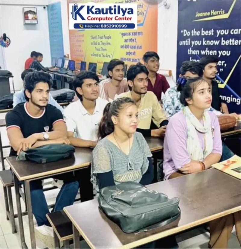 Students practising on desktop computers in Kautilya Computer Center lab, Sikar