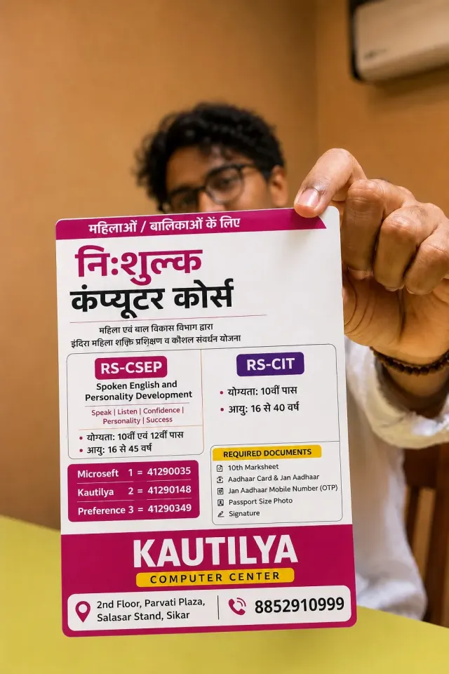 Sikar Mein Mahilaon Ke Liye Free RS-CIT & RS-CSEP Computer Course | Kautilya Computer Cente