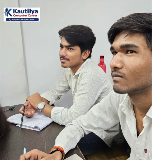Students taking notes during a classroom learning session at Kautilya Computer Center in Sikar