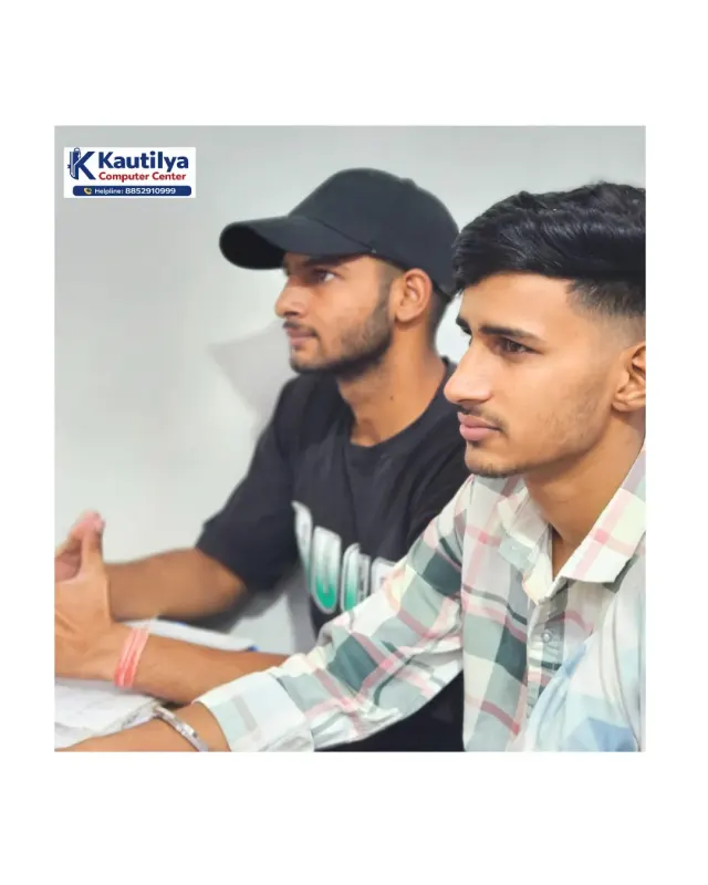 Students attending a focused computer learning session at Kautilya Computer Center near Salasar Stand in Sikar