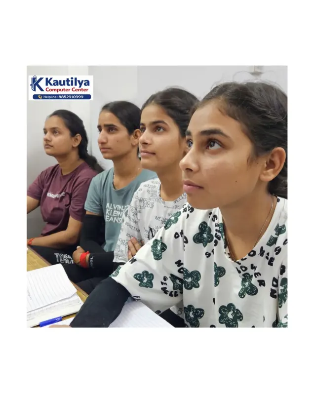 Students attending a focused computer learning session at Kautilya Computer Center in Sikar